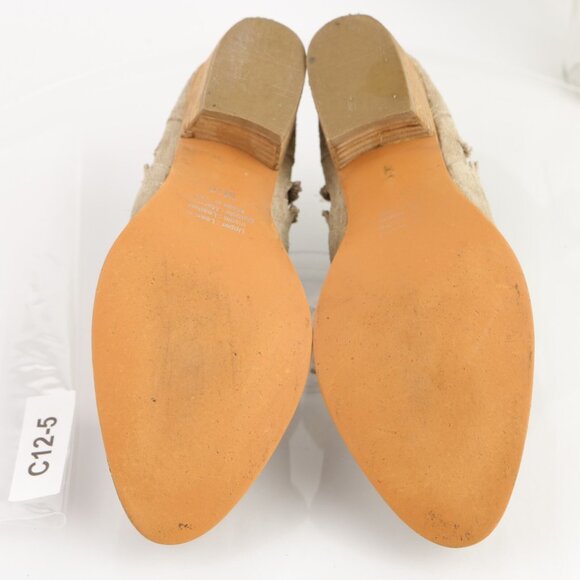 Rebels Womens Chlesea Boot Size 10 Tan Beige Suede Fringe Trim Block Heel - Picture 8 of 11